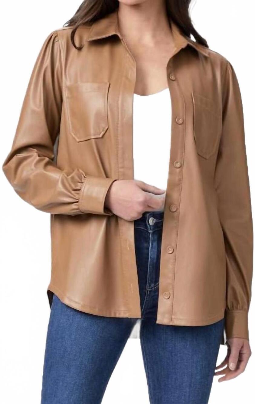 NEW PAIGE mattie shacket in toffee bronze